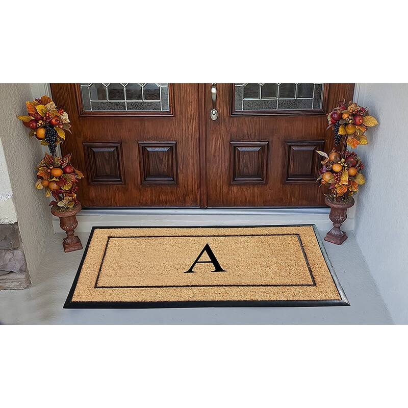 A1HC Natural Coir & Rubber Large Monogrammed Door Mat 30"x60"