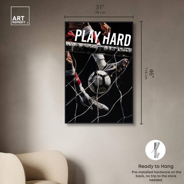 dimension image slide 6 of 24, Play Hard Soccer Canvas Mancave Art by Art Remedy