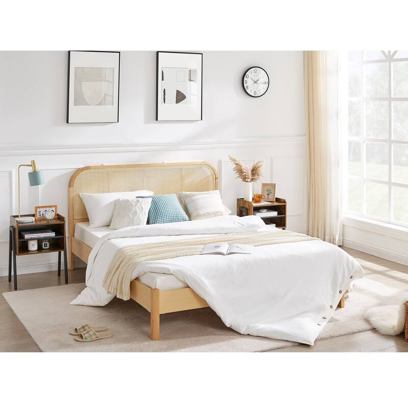 VECELO Gray Mid-Century Modern 3-Tier Stackable Nightstand Set of 1/2 Nightstands with Metal Frame for Bedroom Living Room