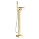 preview thumbnail 2 of 16, Freestanding Floor Mount Bath Tub Faucet with Handheld Shower Brushed Gold