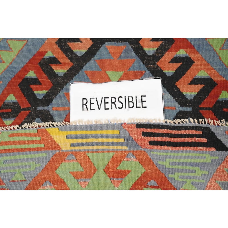 Hand Woven Oriental 100% Wool Carpet Southwestern Tribal Multi-Colored Kilim Area Rug - 10' 3'' X 5' 3''