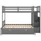 preview thumbnail 23 of 29, Twin Over Full/Twin Bunk Bed with Storage Shelves & Drawers, Wood Bunk Bed Frame with Safety Guardrails, Convertible Bottom Bed