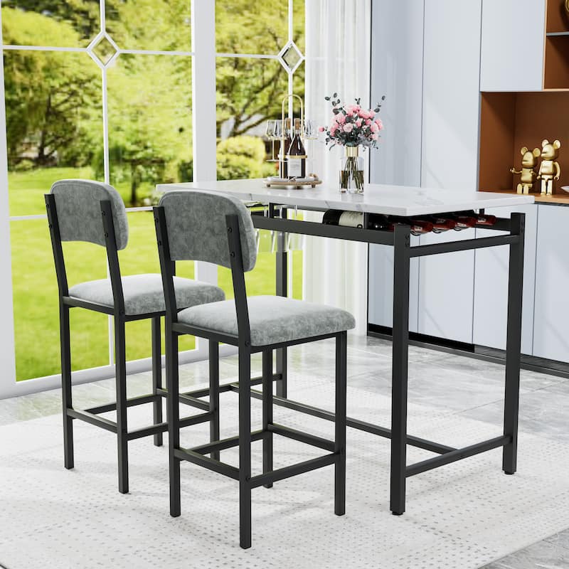 Corner Table Set Bar Table & Chairs Set Kitchen Table Set with Upholstered Chairs for Breakfast Nook