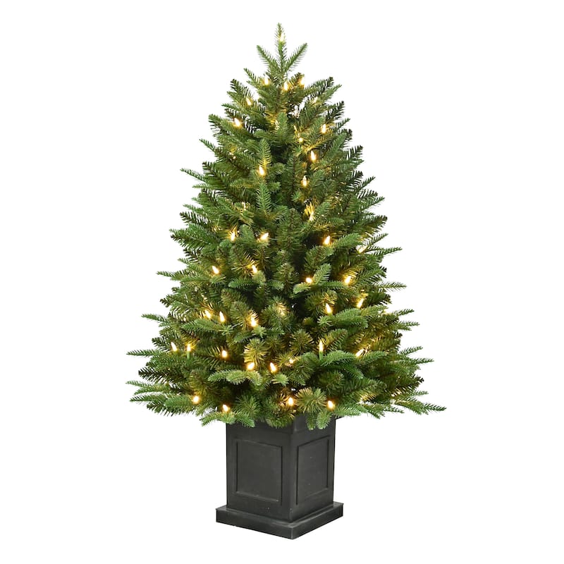 Puleo International 40" Pre-Lit Fraser Fir Potted Tree with 100 Warm White LED Lights