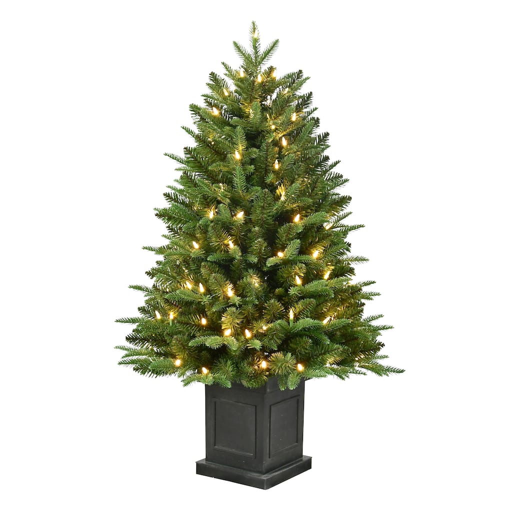Puleo International 40" Pre-Lit Fraser Fir Potted Tree with 100 Warm White LED Lights
