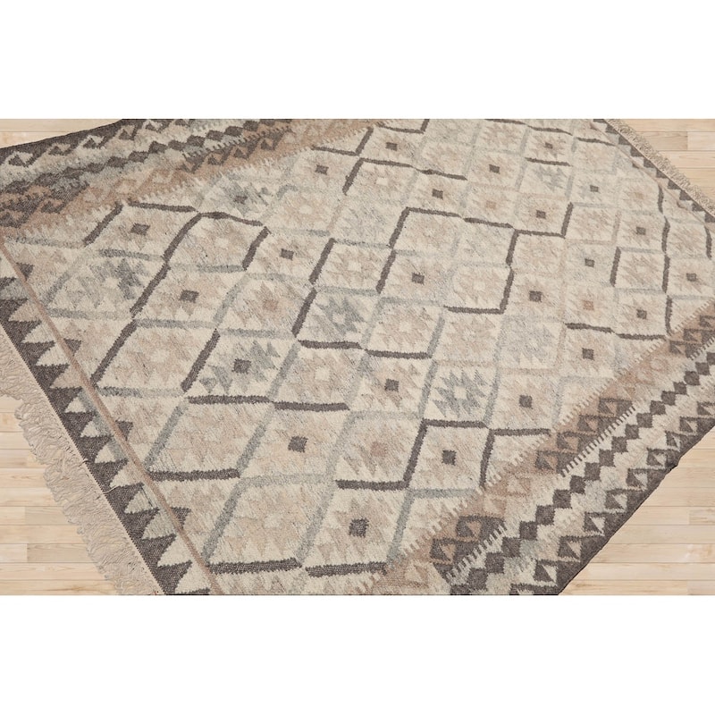 LoomBloom Southwestern Beige Oriental Area Rug in Kilim 100% Wool - 5' 3'' x 7' 7''
