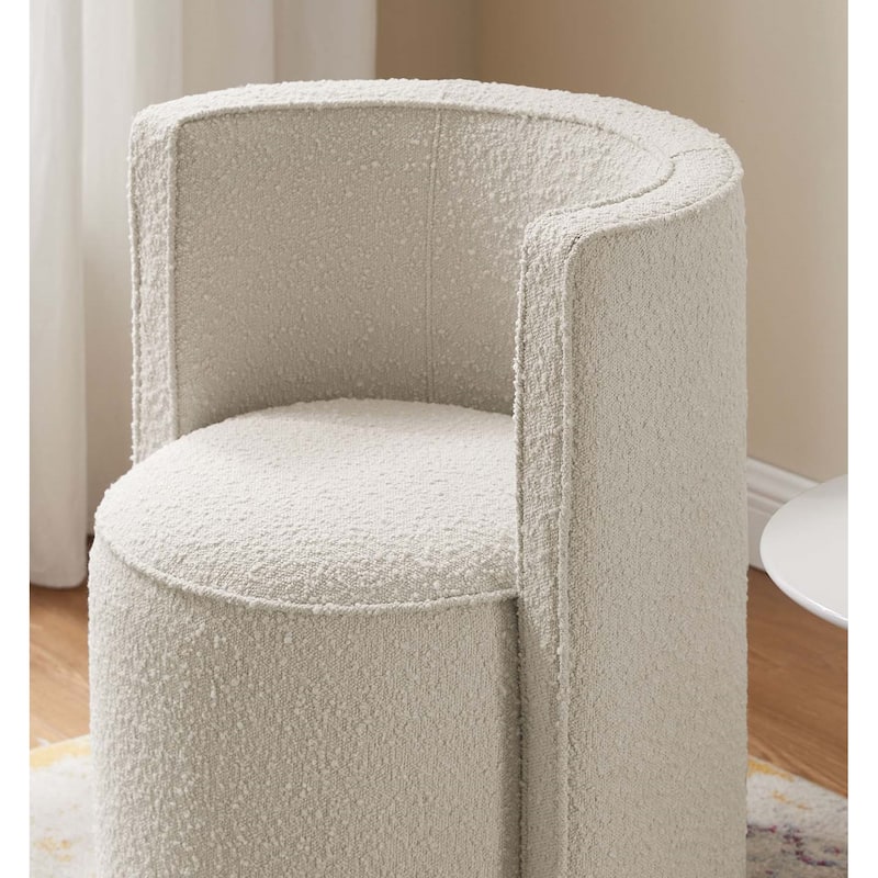 Kerman Sleek Modern Ivory Fabric Upholstered Swivel Accent Chair
