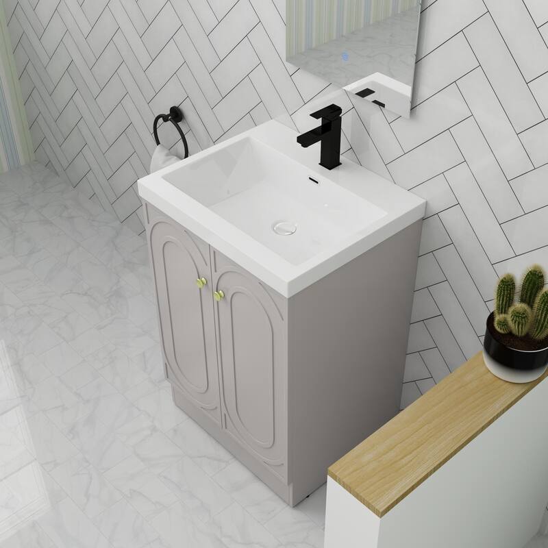 ARTCHIRLY 24/30/36 Inch Bathroom Vanity with Sink, Freestanding Bathroom Vanity with Soft Close Door and Adjustable Shelf