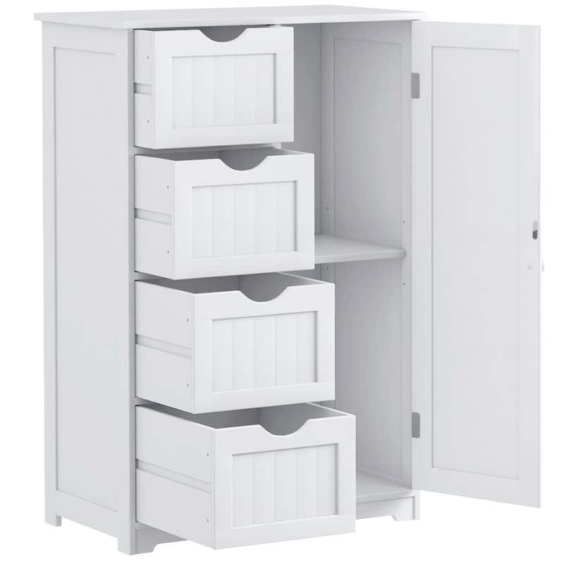 Gymax Storage Floor Cabinet Organizer Cupboard w/ 4 Drawers Adjustable