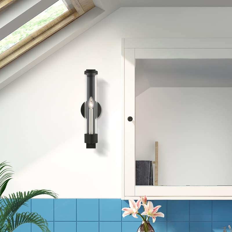 Livex Lighting 1-light Black ADA Single Sconce, 10142-04 - 4.75" W x 18" H x 3.9" Ext.