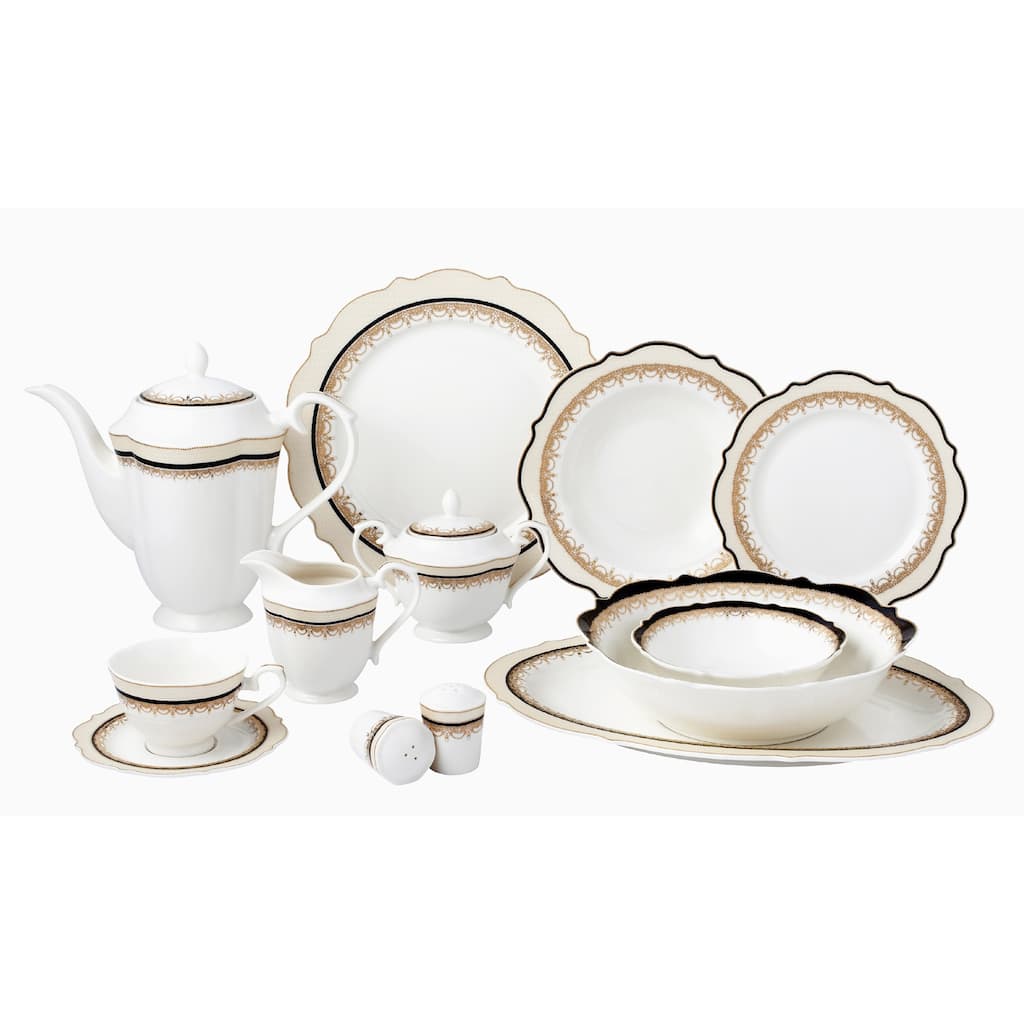 Lorren Home Trends 57 Piece Bone China Dalilah Service for 8