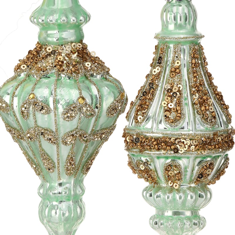 5.5-6" Glass Jewel Finial Ornament Set of 2