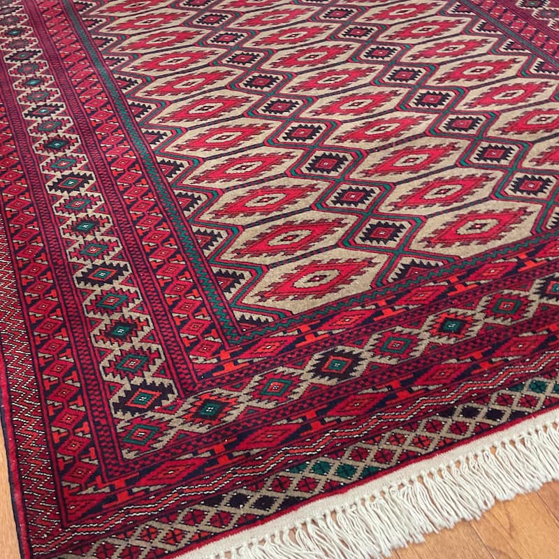 HERAT ORIENTAL Handmade Turkoman Wool Rug - 4'5" x 5'4"