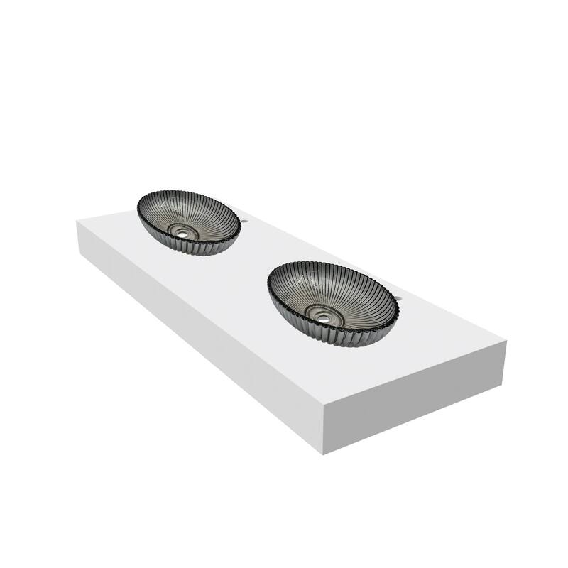 CastelloUSA 21" Oval Decorative Light Black Crystal Sink With Base