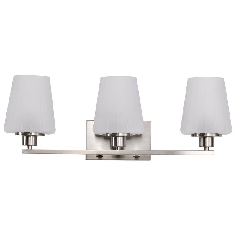 Lune 3 Light Vanity Brushed Nickel Finish Etched White Glass - Brushed Nickel