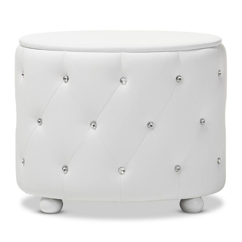 Davina Hollywood Glamour Style Oval 2-drawer Faux Leather Upholstered Nightstand