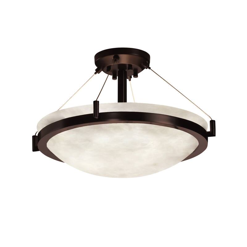 Justice Design Clouds Ring 18-inch Dark Bronze Round Semi Flush Bowl with Ring, Clouds Shade