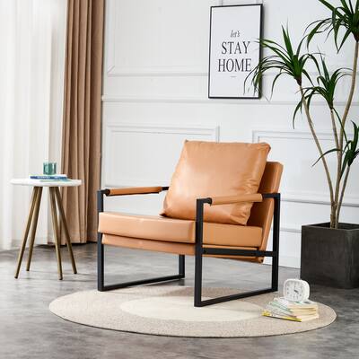 Clihome PU Leather Upholstered Accent Arm Chair