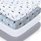 preview thumbnail 8 of 12, Biloban 4 Pack Microfiber Baby Fitted Crib Sheet - 28" x 52" x 8" Grey Dinosaurs & Ocean 