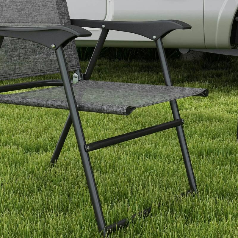 4-Piece Folding Camping Chair Set, Mesh Seats, Armrests for Lawn Patio