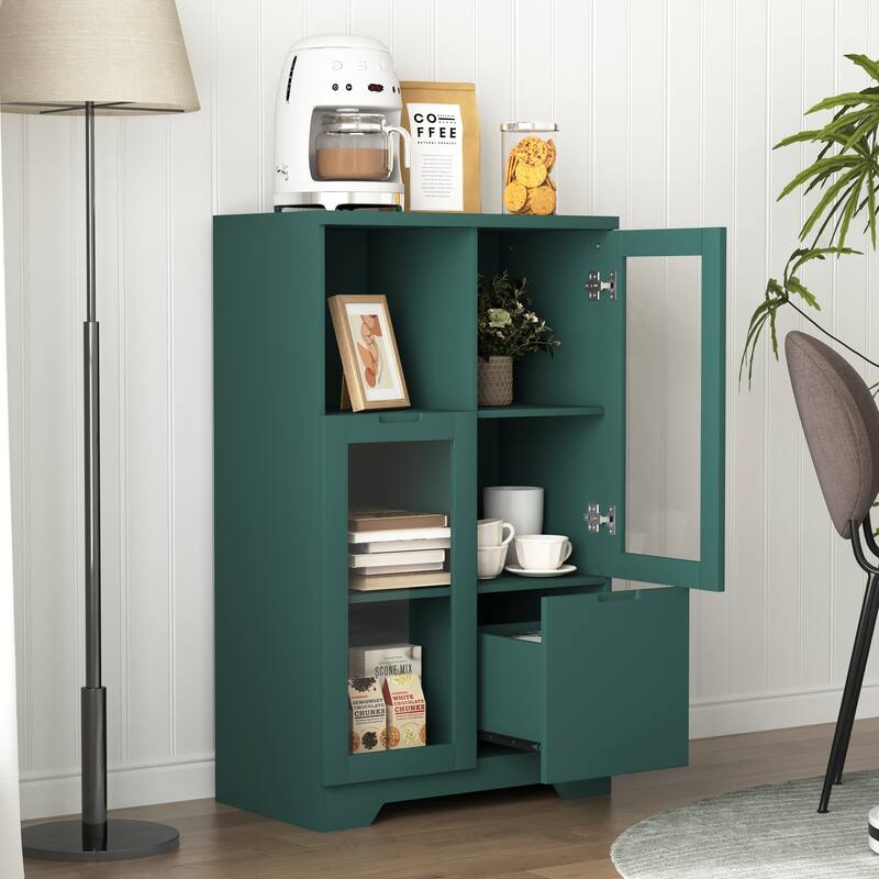 Modern Living Room Storage Cabinet with Doors and Shelves/Drawers,4 Colors