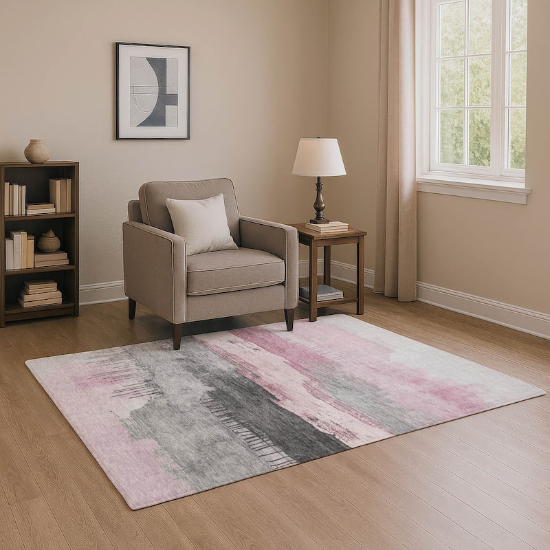 Premium Washable Super Soft Modern Glam Mayfield Rug - Pink - 8' x 10'