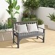 preview thumbnail 2 of 7, All-Weather HDPE 2-Person Garden Bench with Backrest and Armrests-Gray - 50" x 24" x 35"