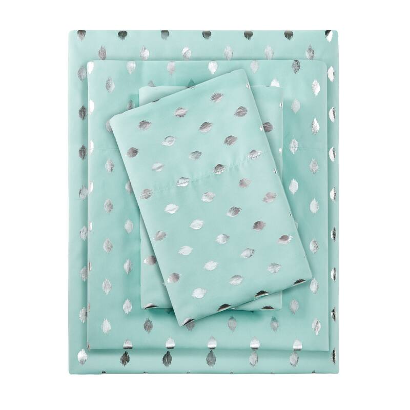 Intelligent Design Metallic Dot Printed Bed Sheet Set