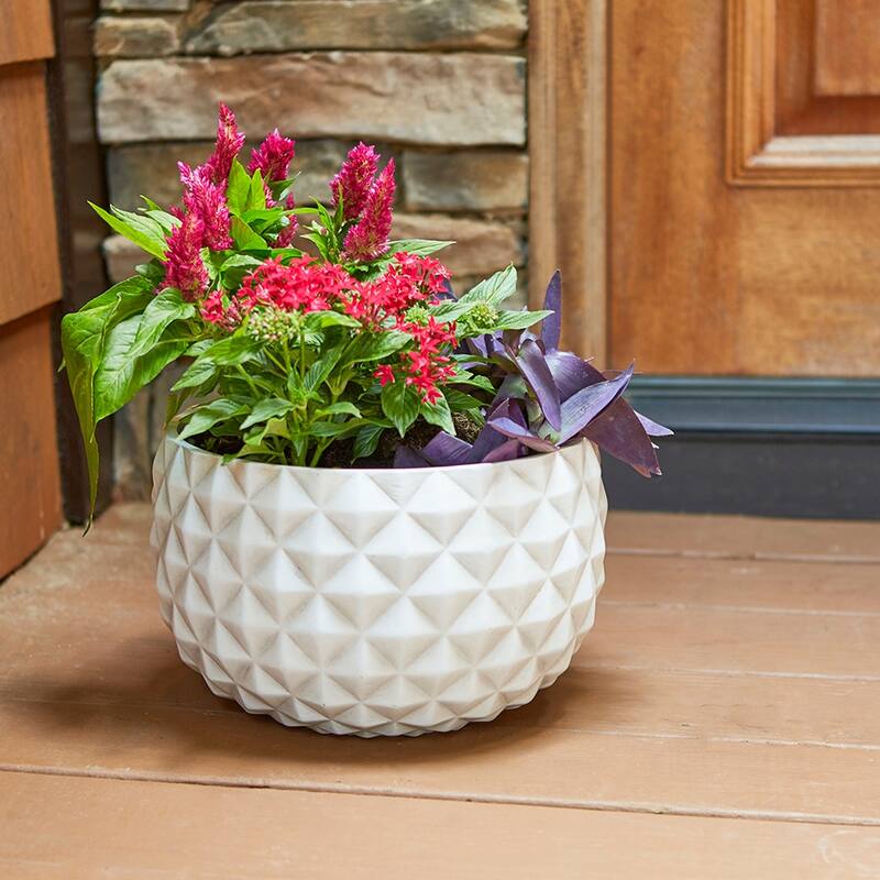 Southern Patio Pineapple White Ceramix 12-inch Bowl Planter