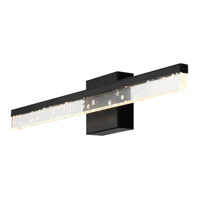 Baxter 22" 1-Light Modern Contemporary 360-Degree Rotatable Iron/Seeded Acrylic Integrated LED Vanity Light, by JONATHAN Y