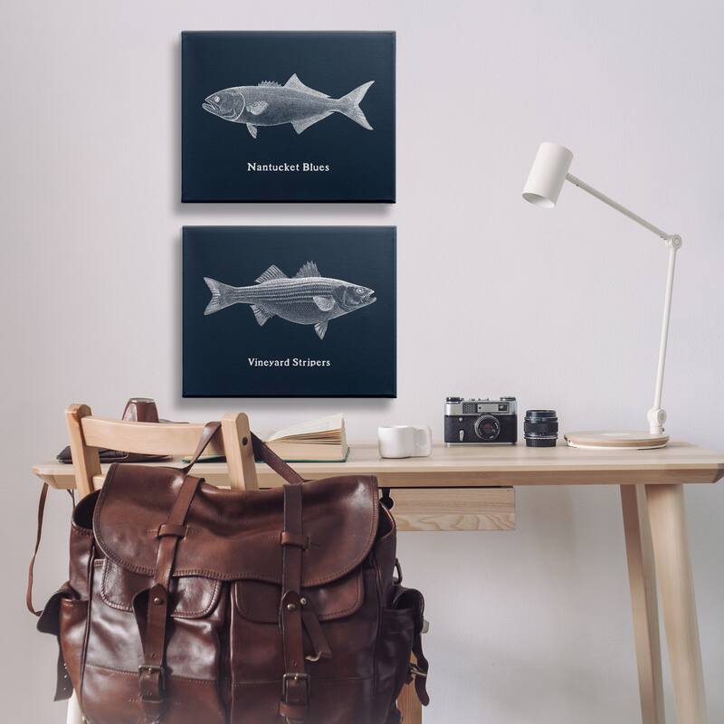 Stupell Harbor Fish Phrases Canvas Wall Art Design By Phillipa Katz (Set of 2)