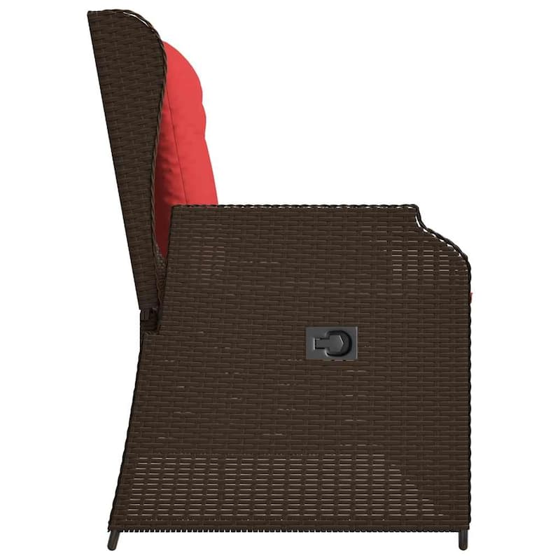 vidaXL Garden Bench with Cushion Brown Poly rattan - 26 x 43 x 37