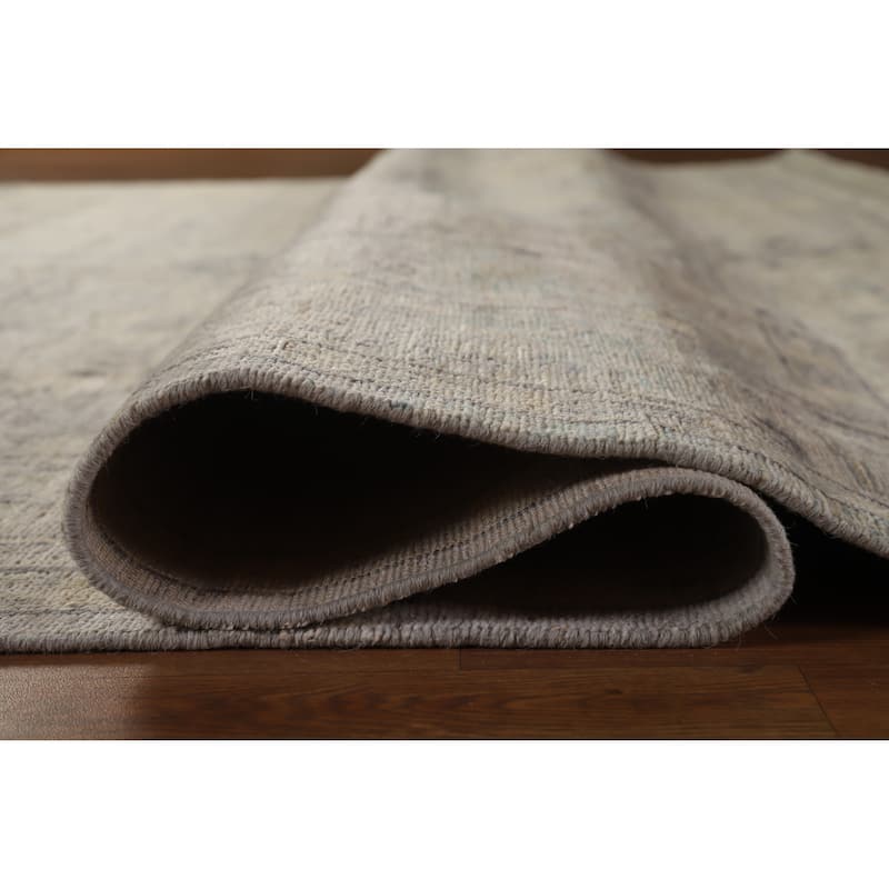 Hand Knotted Oriental 100% Wool Carpet Transitional All-Over Greys & Charcoal Oushak Area Rug - 11' 10'' X 8' 9''