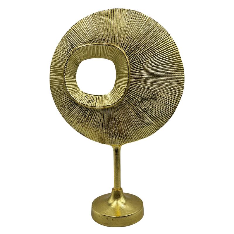 Decorative Handmade Aluminum 19 inch Modern Eyeball Mirror Sculpture - 12.5 x 5 x 19 in - Gold