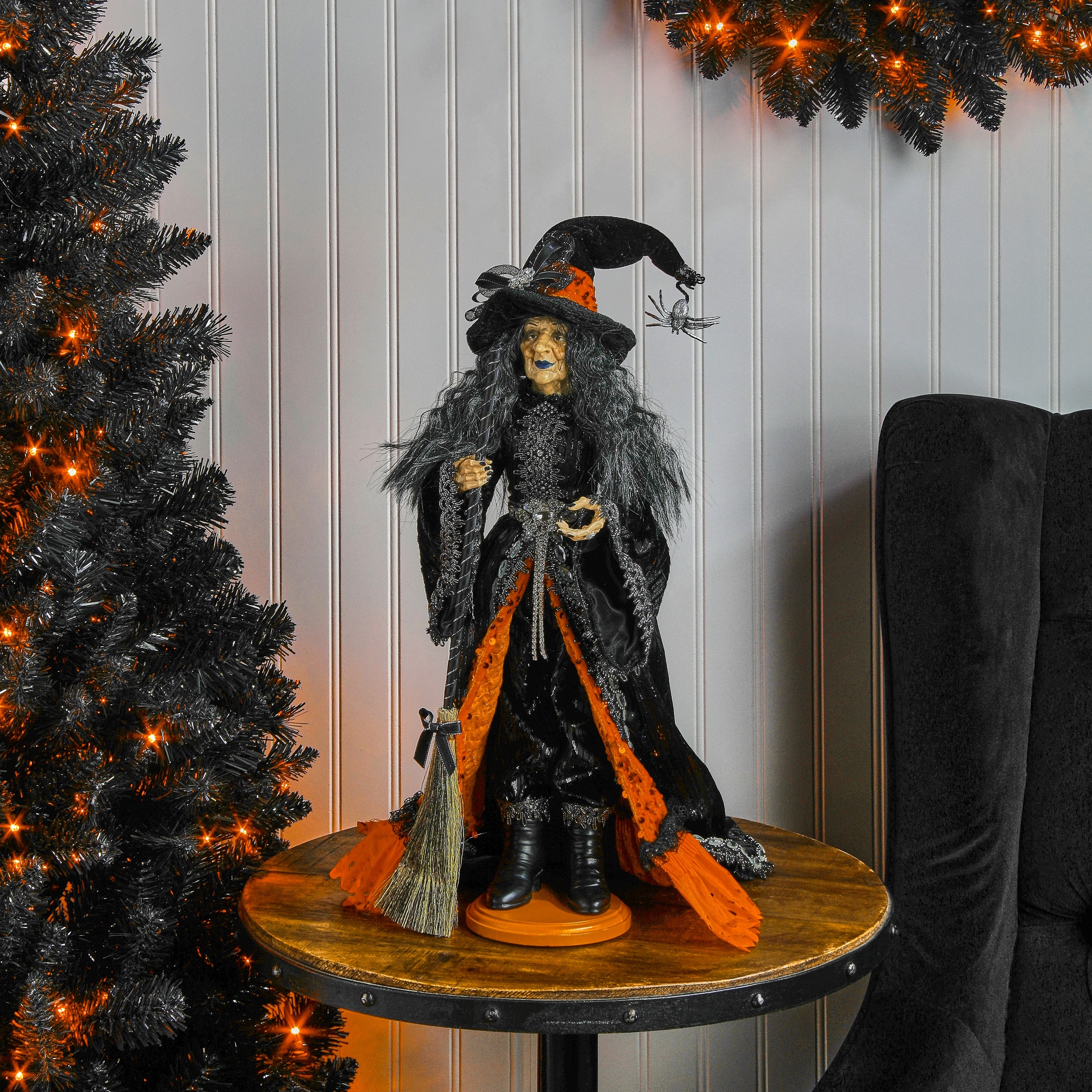 22" Spooky Halloween Witch On Base