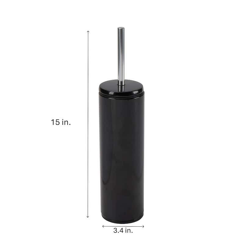 Bath Bliss Modern Aluminum Deluxe Stainless Steel Toilet Brush with Removable Liner in Black