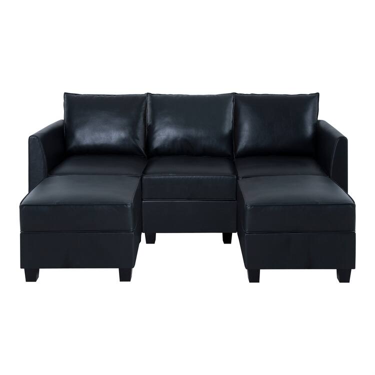 Modular Reversible Sectional Sofa Set with Chaise and Ottoman