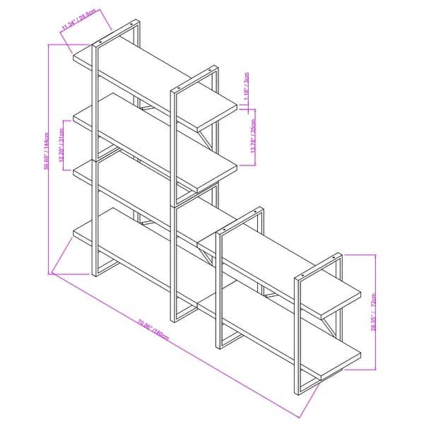 Adjustable Wood and Metal Display and Etagere Bookshelves and Bookcases
