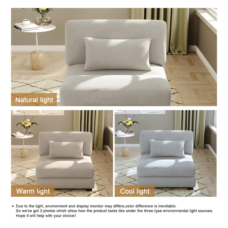 Modern Corduroy Modular Couch Sectional Sofa With Pillows