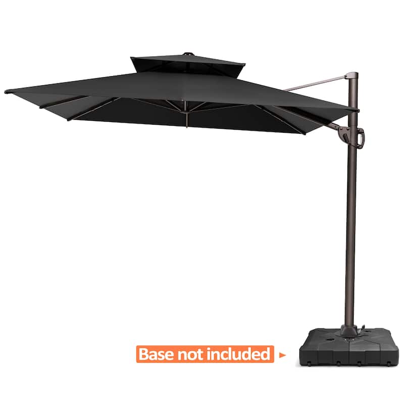 9 FT x 12 FT Outdoor Patio Dual Top Umbrella Cantilever Offset with No Base