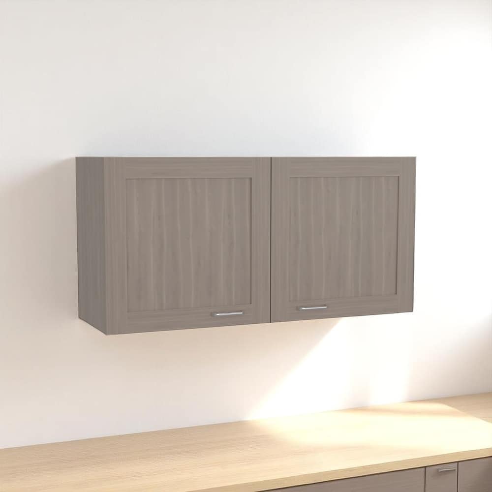 Modern Wall Cabinet with 2 Doors and Open Shelf, Wide Kitchen Storage Organizer, Bardolino Wood Look
