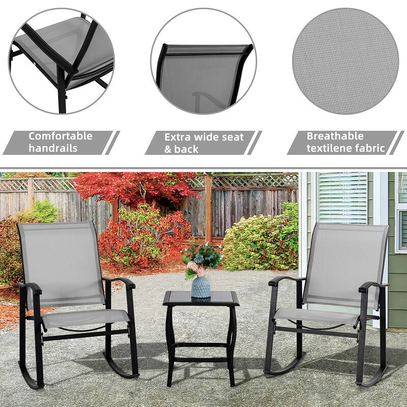Futzca 3 Piece Outdoor Rocking Bistro Set - N/A