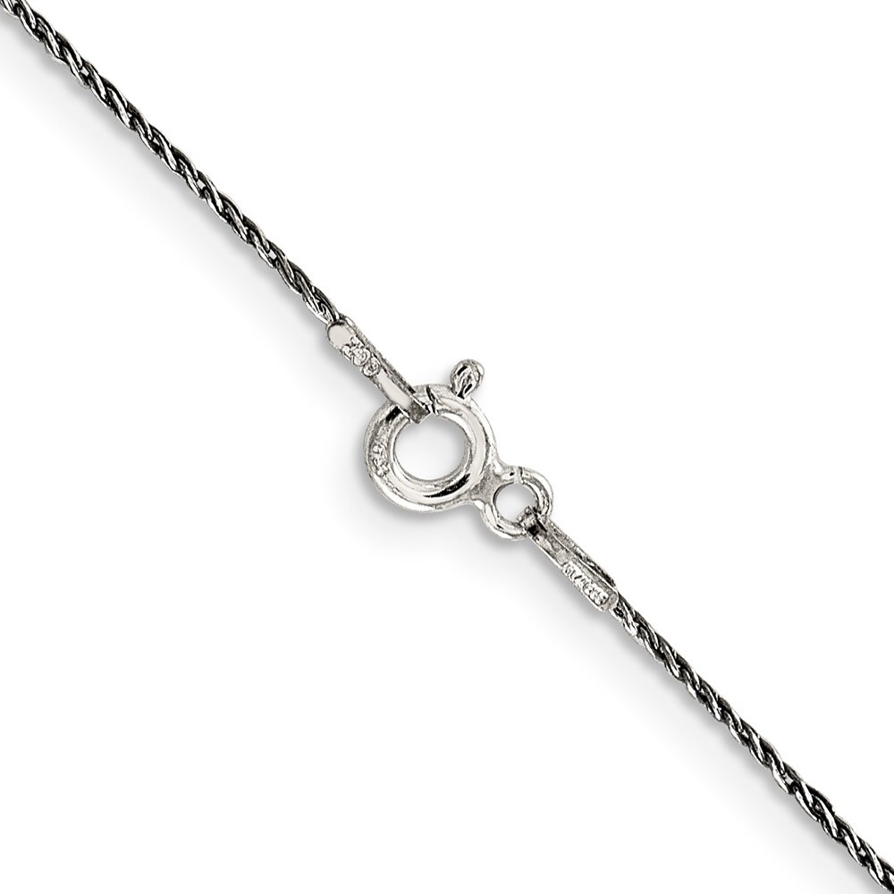 24 Length 925 Sterling Silver Ruthenium-plated .75mm Twisted Tight Wheat Chain Necklace 