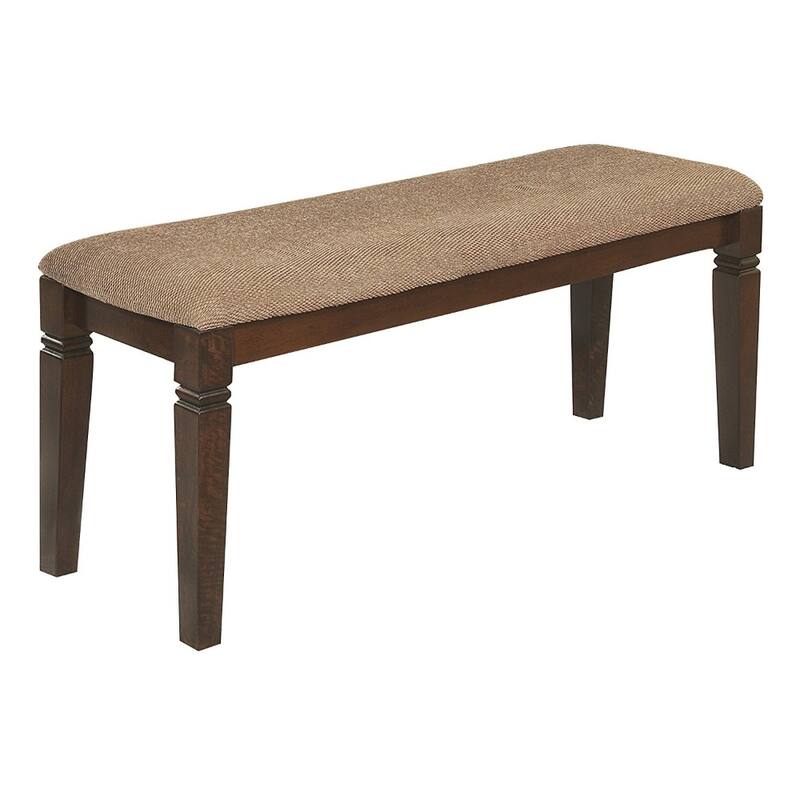 Fabric Upholstered Solid Wooden Bench, Light & Dark Brown - 18 H x 17 W x 44 L Inches - Light-Dark-Brown