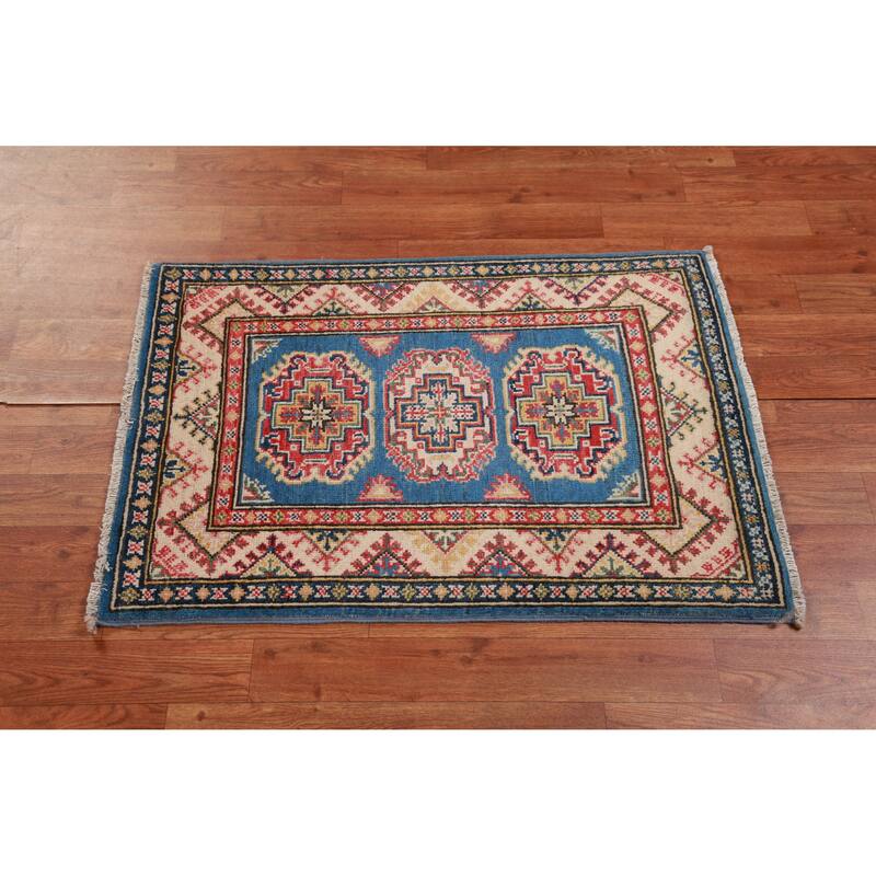 Blue Kazak Oriental Accent Foyer Rug Handmade Traditional Wool Carpet - 2'0"x 3'0"