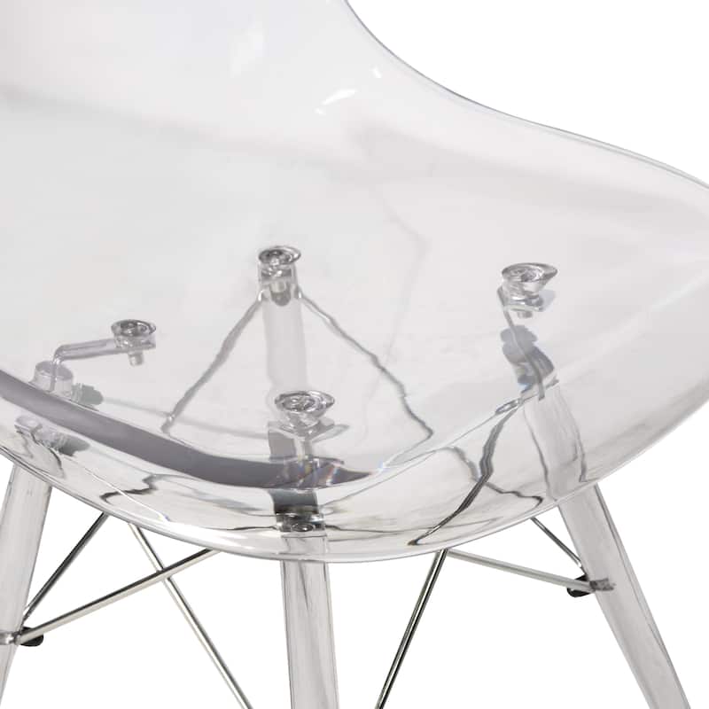 LeisureMod Dover Molded Side Chair with Acrylic Base, Set of 4 - Red - 36 x 32.4 x 16.25