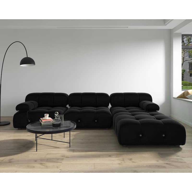 Black Velvet Free Combination Modular Sectional Sofa - 4-seats