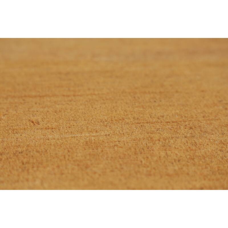 Modern Gold Solid Gabbeh Oriental Rug Hand-Knotted Wool Carpet - 3'3" x 5'0"