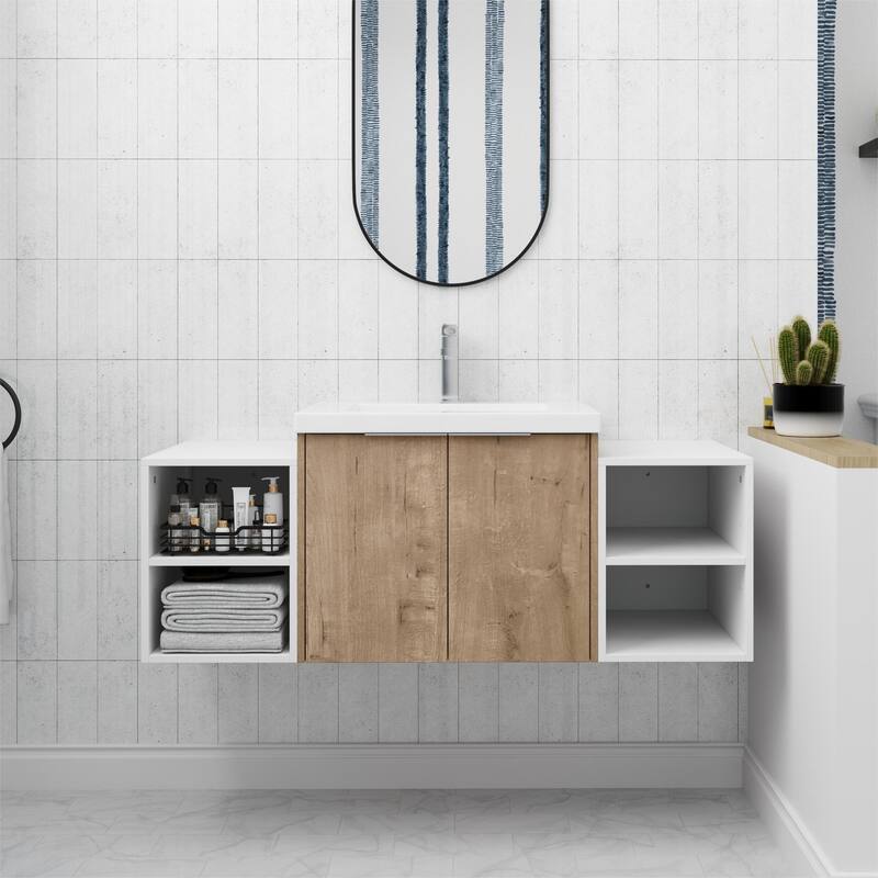 ARTCHIRLY 24/36/48/60/72/84 Inch Bathroom Vanity with Sink, Floating Bathroom Vanity with Soft Close Door and Shelf