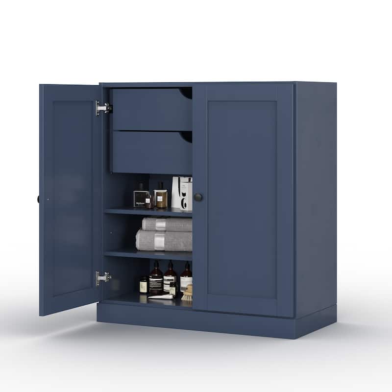 Palace Imports 100% Solid Wood 32" Bathroom Storage Cabinet with Shaker Doors, 2-Drawers and Adjustable Shelves